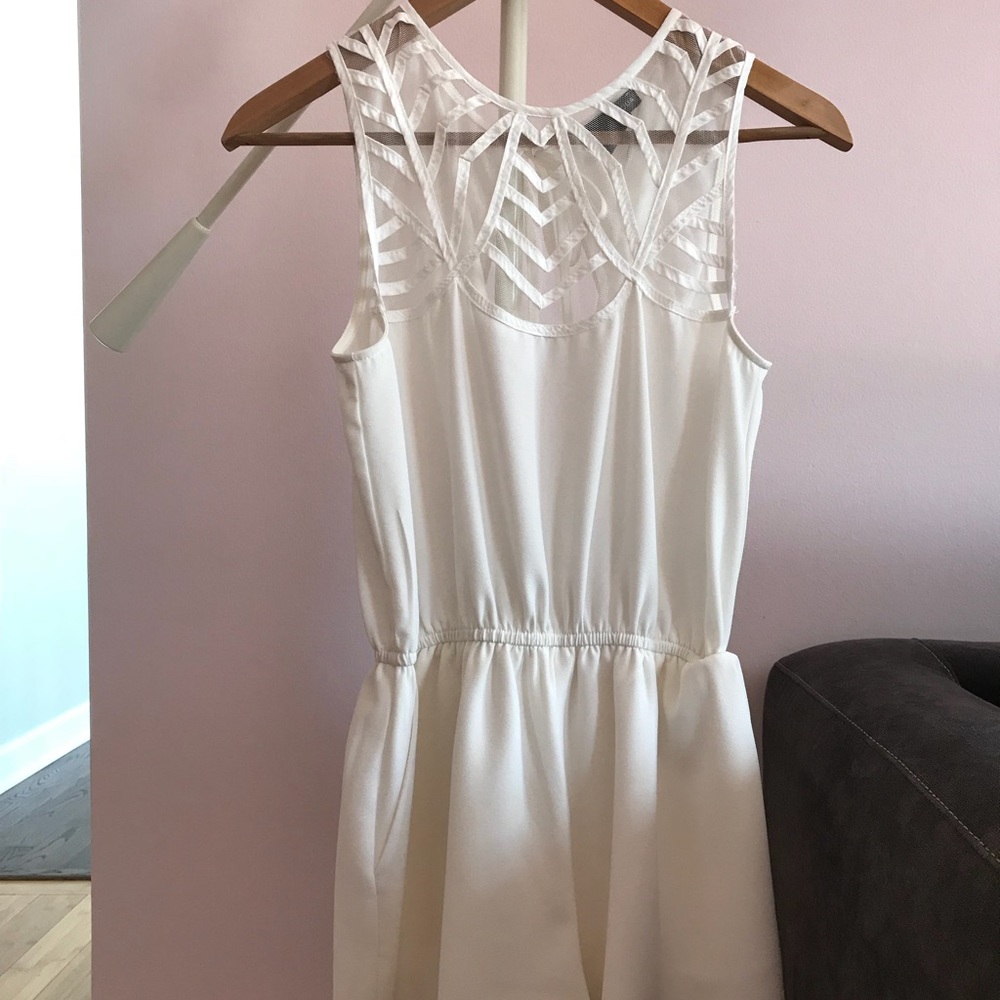 aqua white romper with lace detail